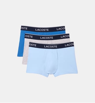 Lot de 3 boxers courts coton stretch - Lacoste - Bleu et gris chiné
