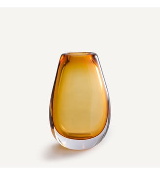 Vase en verre soufflé bouche, H26,5 cm - AM.PM - Jaune ocre