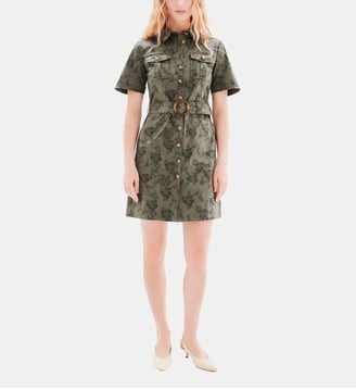Robe rsonia - Motif imprimé - Coupe droite - Caroll - Vert kaki