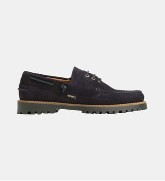 Chaussures bateau en cuir signature - Kost Paris - Bleu
