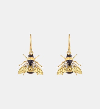 Boucles d'oreilles hook abeille dorée et cristaux - Les Néréides - Multicolore