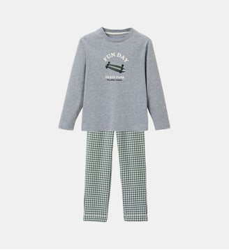 Pyjama imprimé  - coton biologique - Cyrillus - Vichy vert