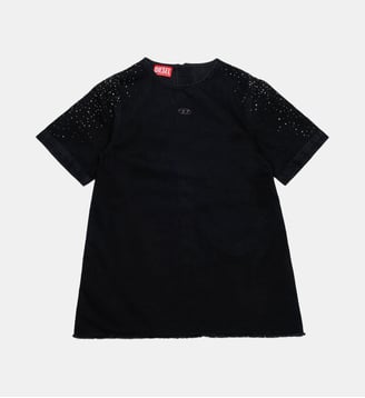Robe à manches courtes avec logo - Diesel Kids - Denim noir