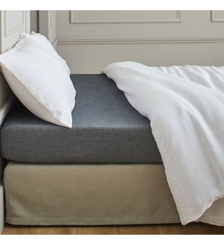 Drap Housse  100% coton uni à effet chiné - Madura - Gris anthracite