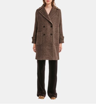 Manteau croisé à chevrons - ANSA - Pablo - Marron
