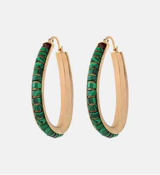 Boucles d'oreilles créoles   - Ninon - Satellite - Vert