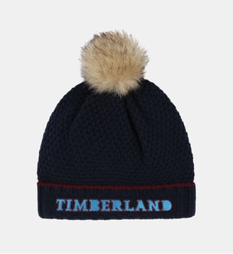 Bonnet à pompon en tricot - Timberland - Noir et bleu
