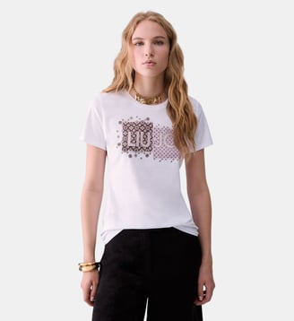 T-shirt avec logo - Liu Jo - Blanc et rouge