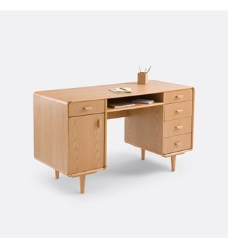 Bureau double caisson plaqué chêne La Redoute Interieurs