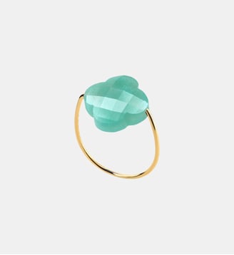Bague or jaune trefle amazonite Morganne Bello