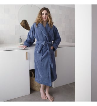 Peignoir Caresse Small 100% coton - Le Jacquard Francais - Bleu