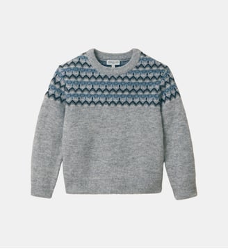 Pull jacquard avec laine Garçon - Cyrillus - Gris