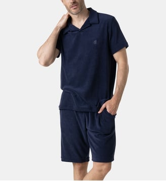 Pyjama court Eponge - Eminence - Bleu marine