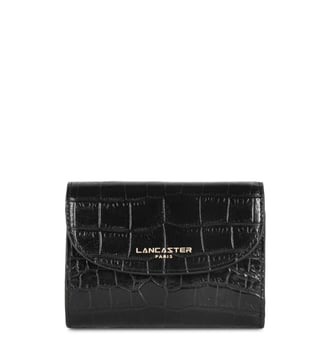 Portefeuille dos à dos cuir embossé croco - Lancaster - Noir