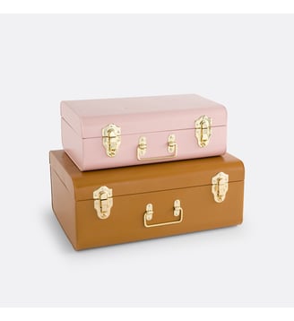 Lot de 2 malles en métal - La Redoute Interieurs - Rose et doré