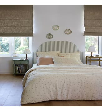 Housse de couette imprimée en gaze de coton, SEMIS FLEURI - Essix - Beige clair