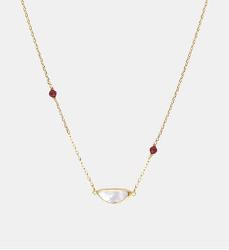 Collier pendentif   - Lhassa - Satellite - Grenat et nacre
