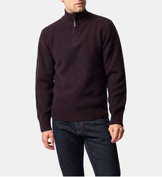 Pull droit en laine à col zip Robbies Road - Rodd & Gunn - Black fig