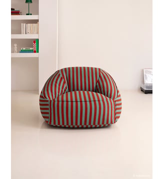 Fauteuil-pouf - taille adulte - Ziggy - Nobodinoz - Red teal green stripes
