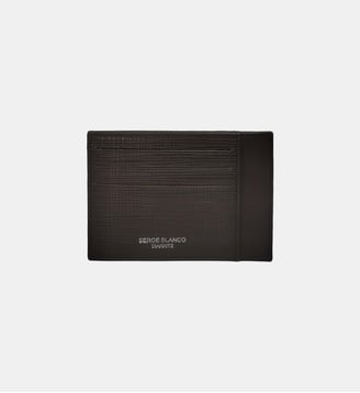 Porte-cartes en cuir de vachette Biarritz - Serge Blanco - Marron foncé