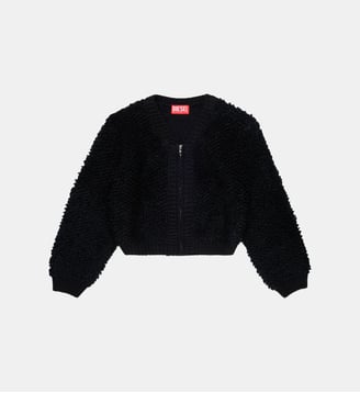 Cardigan zippé en maille avec logo - Diesel Kids - Noir