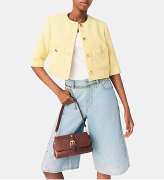 Veste manches courtes en tweed - Maje - Jaune pâle