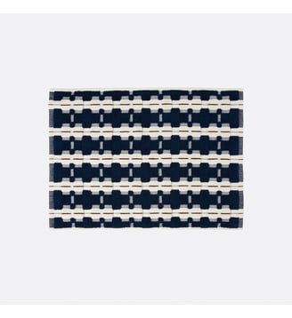 Tapis de bain éponge jacquard - La Redoute Interieurs - Bleu et écru