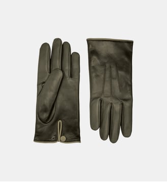 Gants Rick Homme Cuir Doublés Cachemire - Agnelle - Kaki et laurier