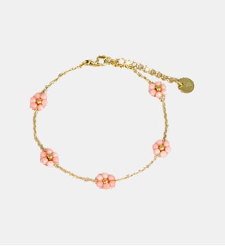 Bracelet  Suzanne avec fleurs à pierres fines - Les Cléias - Rose