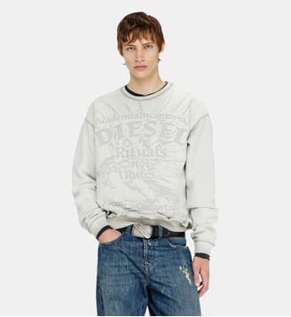 Sweat-shirt avec imprimé dévoré - Diesel - Gris clair