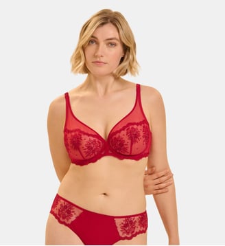Soutien-gorge avec armature décolleté plongeant - Rouge Opéra - Simone Pérèle - Rouge opéra