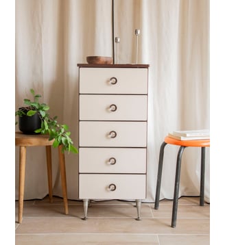 Commode aux poignées seventies Olga N°699- Produit chiné - Debongout - Crème