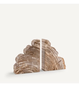 Set de 2 serre-livres en bois pétrifié - AM.PM - Naturel