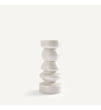 Bougeoir en faïence émaillée, hauteur 20 cm - AM.PM - Grège