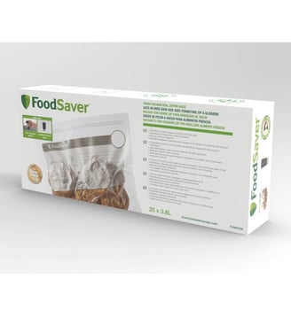 Sac de conservation FVB016X01 lot 20 sacs avec Zip 3.79L - Foodsaver - Standard