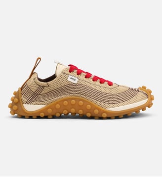 Sneakers mirage unisexe en mesh - AMI Paris - Beige mastic et rouge rubis