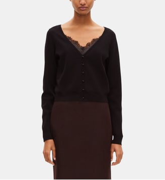 Pull effet trompe l'œil avec dentelle - The Kooples - Black