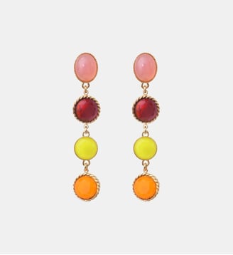 Boucles d'oreilles longues tiges percées   - Louise - Satellite - Rouge