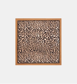 Foulard beasty 100% soie - Motif animalier - Caroll - Camel