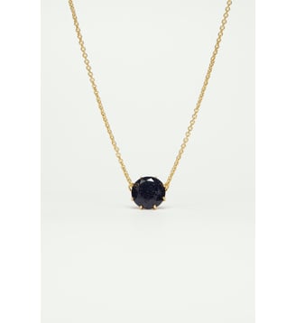 Collier pendentif pierre ronde la diamantine bleu nuit pailleté - Les Néréides - Bleu