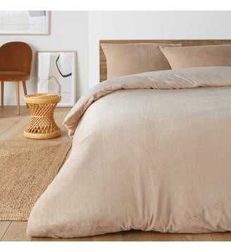 Parure lit polaire tissu duveteux taie rectangle So'Home