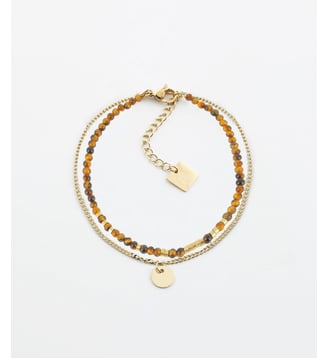 Bracelet Apache  en Acier doré - Zag Bijoux - Oeil de tigre