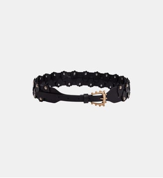 Ceinture en cuir entrelacé à studs - Sandro - Noir