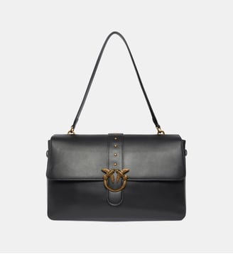 Maxi sac porté épaule love bag slouchy en cuir - Pinko - Noir or antique