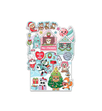 Jeu Stickers + Poster Noël Kawaï - Cartesdart - Multicolore