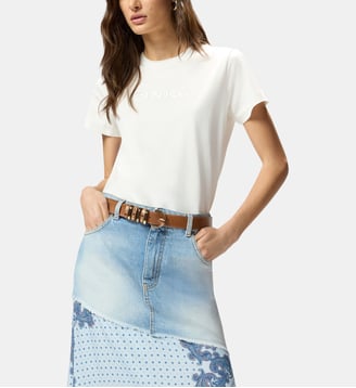 T-shirt à logo pinko brodé - Pinko - Blanc et blanche neige