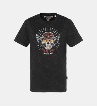 T-shirt biker, effet flammé Schott