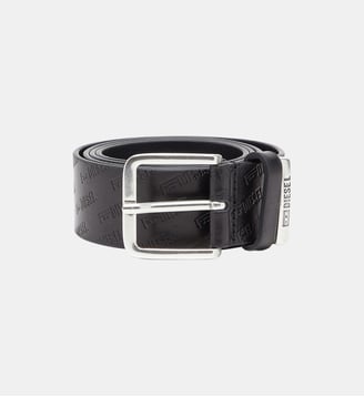 4 cm ceinture en cuir avec logo Diesel embossé all-over - Diesel - Noir