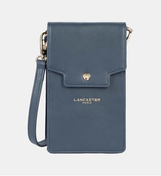Pochette smartphone Mademoiselle Grace en cuir - Lancaster - Bleu mer