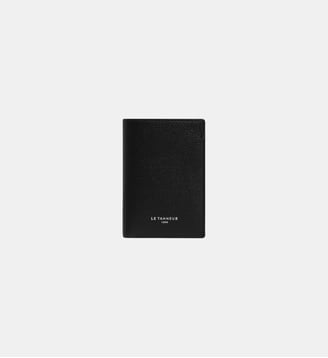 Petit porte cartes Lucien en cuir grainé - Le Tanneur - Noir et argent